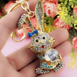 Gold & crystal bunny rabbit keychainKeyrings