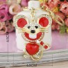 Dalaful Red Heart Mouse Bowknot Tail Crystal Bag Pendant Keyrings Keychains For Car key chains holdeSleutelhangers