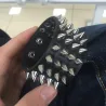 Unique Four Row Cuspidal Spikes Rivet Stud Wide Cuff Leather Punk Gothic Rock Unisex Bangle BraceletArmbanden