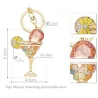 Wine Glass Cup & Lemon Crystal Keychain KeyringKeyrings