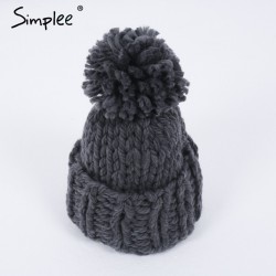 Knitted Wool Hat Cap With TasselHats & Caps