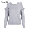 Elegant Off Shoulder Knitted Sweater JumperHoodies & Jumpers