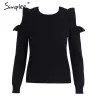 Elegant Off Shoulder Knitted Sweater JumperHoodies & Jumpers