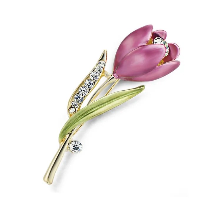 Elegante kristallen tulp brocheBroches
