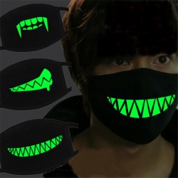 Halloween lichtgevend gezichtsmasker - horror - katoen - glow in darkMaskers