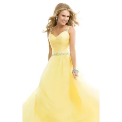 Long chiffon elegant yellow dressDresses