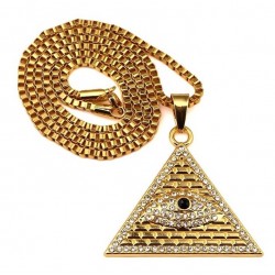 Crystal Egyptian Pyramid & Eye Pendant Necklace Unisex