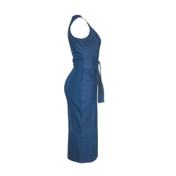 Jeans midi-jurk - met ritsJurken