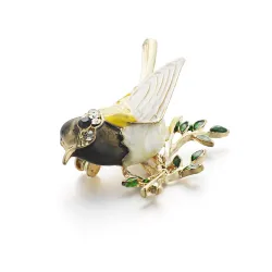 Oriole vogel bergkristal & email brocheBroches