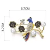 Papegaai & bloem - parel kristal brocheBroches