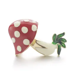 Red enamel mushroom crystal broochBrooches
