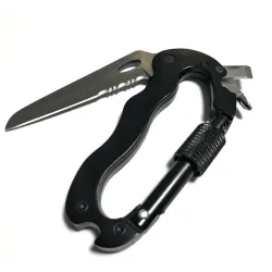 5-in-1 multifunctioneel gereedschap met schroevendraaier met aluminium karabijnhaakSurvival gereedschap