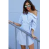 Plus size off shoulder - gestreepte jurkJurken