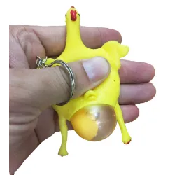 New Funny Spoof Tricky Gadgets Green Dinosaur Beans Toy Chicken Egg Laying Hens Crowded Stress BallSleutelhangers