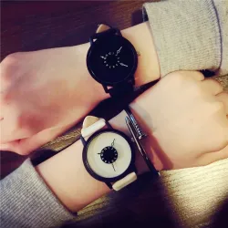 Leather quartz watch unisexHorloges