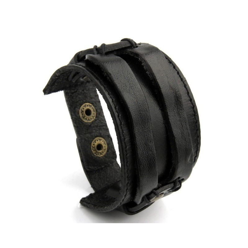 Leather cuff double wide rope bracelet unisexBracelets