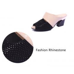 Rhinestones thick heel flip flops sandalsSandalen