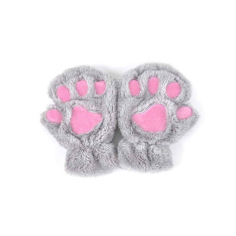 Bear paw mittens - plush fingerless glovesGloves