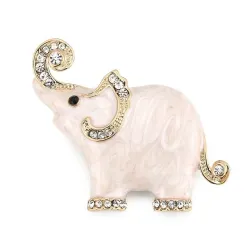 Emaille & kristallen olifant - brocheBroches