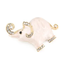 Emaille & kristallen olifant - brocheBroches
