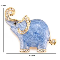 Emaille & kristallen olifant - brocheBroches