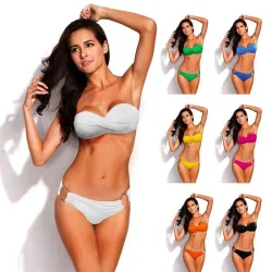 Metal ring push up bikini setBadkleding