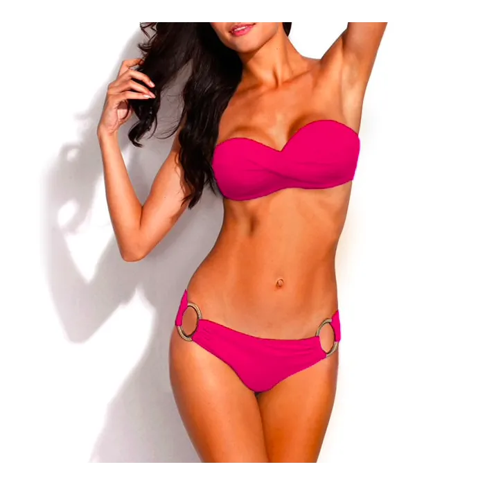 Metal ring push up bikini setBadkleding