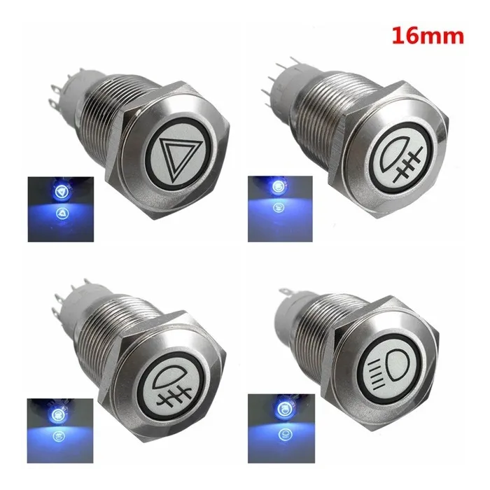 16mm LED illuminated self-locking waterproof push button switch stainless steelSwitches