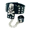 Gothic rivets skeleton skull chain leather bracelet unisexArmbanden
