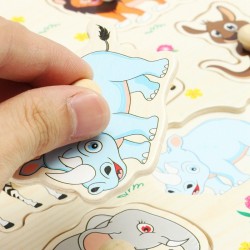Cartoon dieren - houten puzzel kinder speelgoedHouten