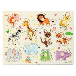 Cartoon dieren - houten puzzel kinder speelgoedHouten