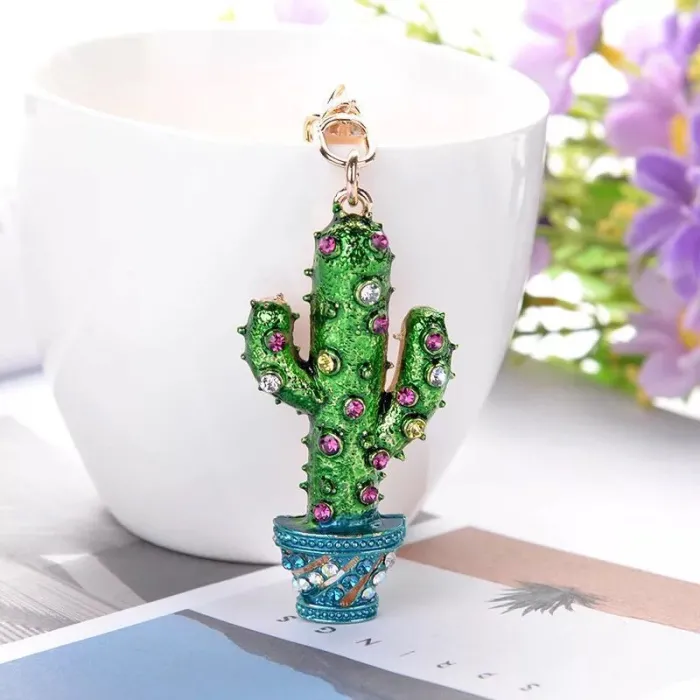 Crystal cactus keychain keyringSleutelhangers