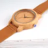 Lederen band bamboe Quartz koppels horlogesHorloges