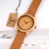 Lederen band bamboe Quartz koppels horlogesHorloges