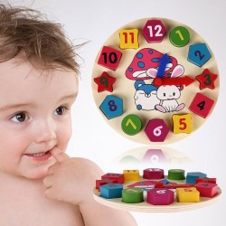 Wooden puzzle clock with 12 numbers - toyWooden