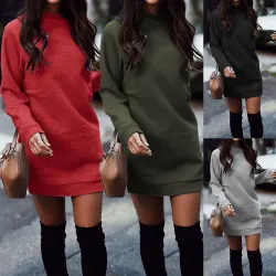 Warm mini dress with long sleeveJurken