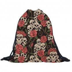 3D skull & roses - drawstring backpack - unisexRugzakken