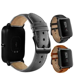 Lederen horlogeband met zwarte gesp voor Xiaomi Huami Amazfit BipSmart-Wear