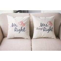 Mr & Mrs Alway Right - cotton cushion cover 44 * 44cmKussenslopen