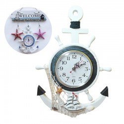 Retro Sea Anchor - Wooden Wall Clock - Mediterranean StyleClocks