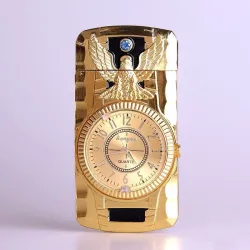 Butane jet cigarette lighter - quartz clock - torchAanstekers