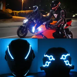 Flashing LED helmet strip for motorcycle night riding - setMotorfiets onderdelen
