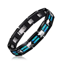 Natural Opal Tungsten Steel Black Ceramic BraceletArmbanden