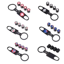 Stainless steel car wheel air valve caps with country flagWheel parts