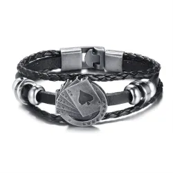 Lucky Vintage Men's Leather Cards BraceletArmbanden