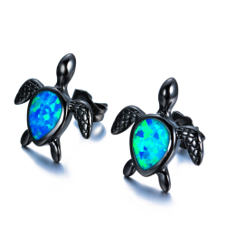 Turtle with blue opal - fashion earrings