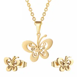 Gouden en zilveren oorbellen en ketting - sieradensetSieradensets