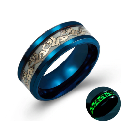 Luminous black gold blue color stainless steel dragon rings for menRingen