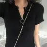 Women Korean style summer all-match zipper short sleeve t-shirtDames mode