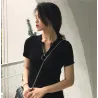 Women Korean style summer all-match zipper short sleeve t-shirtDames mode